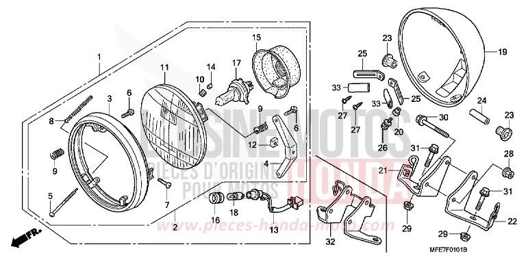 HEADLIGHT (ED,3ED,F,2F,U) for Shadow Aero CANDY GLORY RED-U (R101) from 2007